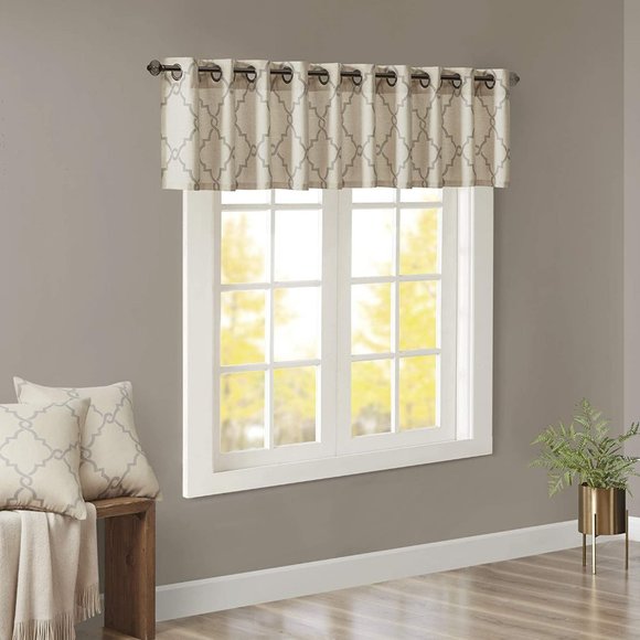 MADISON PARK Saratoga Window Valance Light Filtering Beige Gray 50 x 18 NEW NIP - Picture 7 of 7